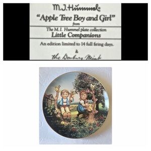 MJ Hummel Collector Plate , Danbury Mint “Apple Tree Boy and Girl”